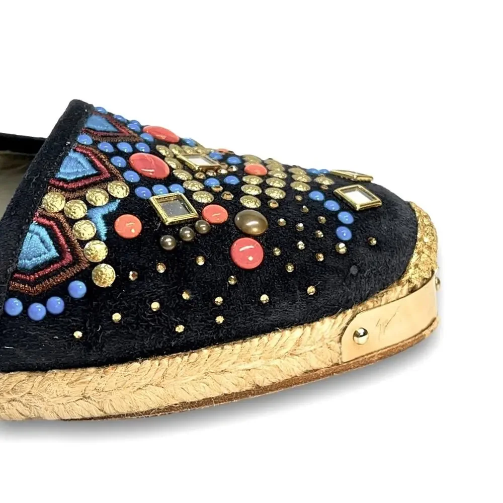 GIUSEPPE ZANOTTI DESIGN navy Jewel embellish espadrilles NWT Authenticated 5-5.5